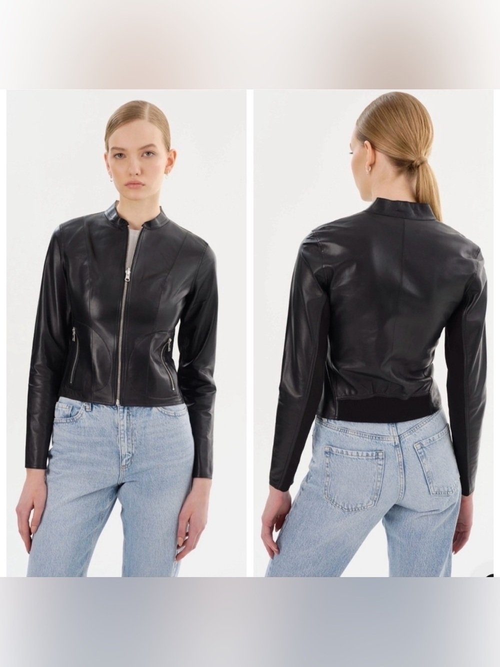 LaMarque Chapin Reversible Leather Jacket Black Silver L